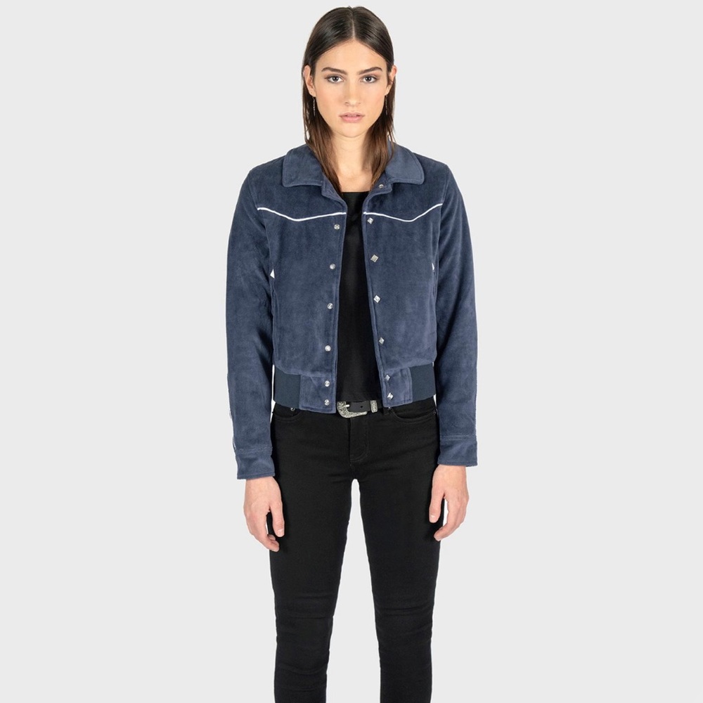 Straight to hell Blue velvet jacket XS